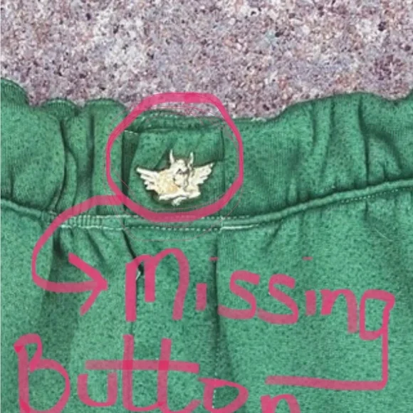 BOYS LIE Josh Grunfeld Green Sweatpants w/missing button at waist. NWOT - Picture 5 of 6